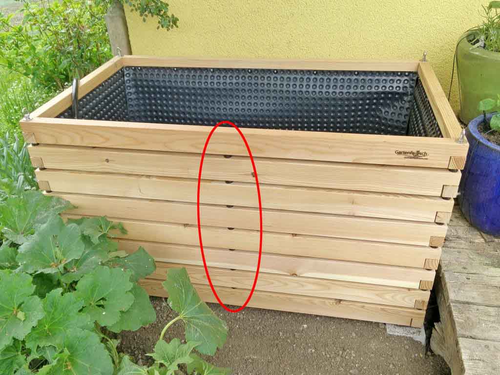 Hochbeet von Gartenfrosch weist Längsaussteifung auf