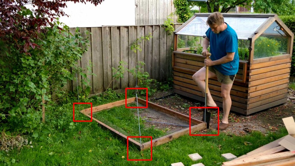 Punktfundament für Hochbeet anstechen