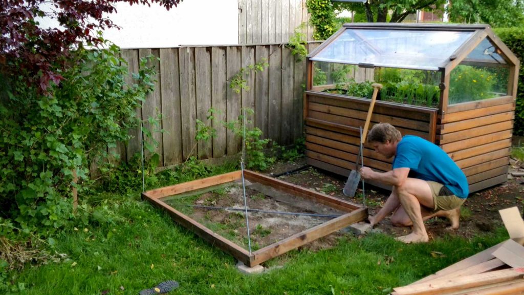 Punktfundament für Hochbeet steine ausrichten
